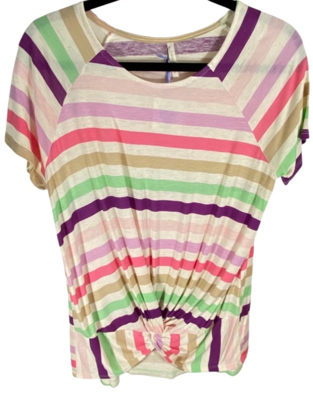 NWT! Candy Stripes Linen Blend Twist Tee